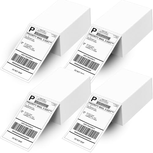 4x6 Direct Thermal Shipping Labels, 2000 Labels/4 Stacks (500 Labels Per Stack), Perforated and Strong Adhesive Thermal Printer Label, Compatible with Zebra, Nelko, Rollo, MUNBYN