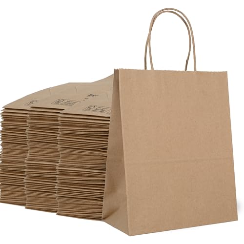 DURO 87097 60# Brown Retail Bags with Handles, 8 x 4.5 x 10.25 In, 250 Ct - size: 250 Count (Pack of 1)