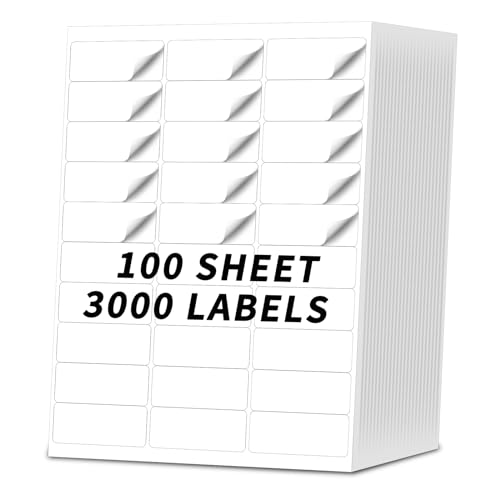 Pacific Mailer Address Shipping Labels 3000 Labels 100 Sheets 1" x2-5/8 Return Address Labels Mailing Labels for Laser and Inkjet Printer Self Adhesive FBA Product Labels - size: 1in x 2.625in