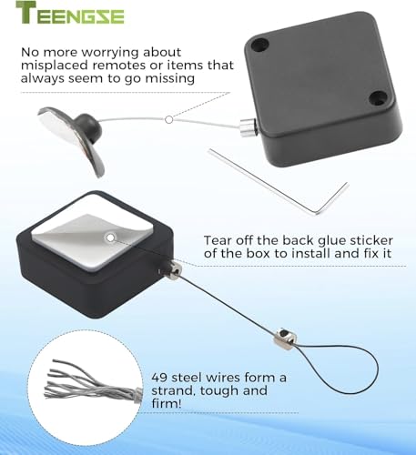 2Pcs 6.5Ft Retractable Cable Lock Anti-Theft for Remote Control Showroom