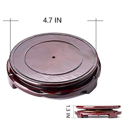 Brown Wood Oriental Style Round Veneer Base (4.7" w X 1.3" h) - color: Non-rotatable, size: 4.7"Inside Diameter