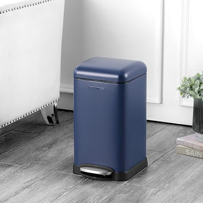 happimess Betty Retro Mini 3.2 Gal Step Trash Can, Denim Blue - color: Denim Blue