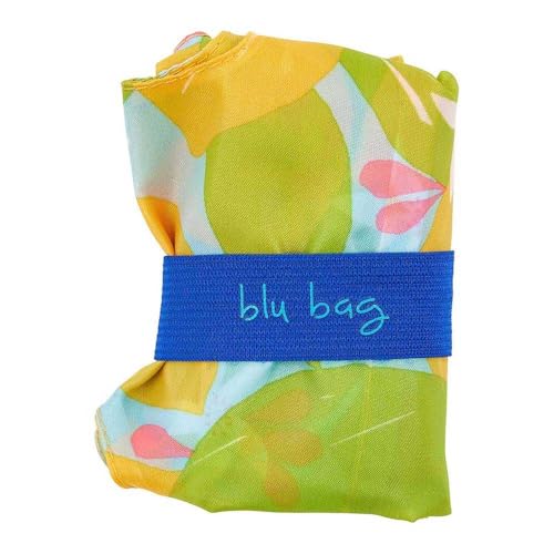 rockflowerpaper Reusable Grocery Bags - Washable, Foldable, Packable Tote, Large Handles, Heavy Duty, Zippered Top Pouch - color: Lemon Blossoms