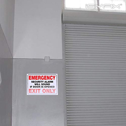 iSYFIX Emergency Exit Only Stickers, 10x7 Inch, 2 Pack, WHITE - color: WHITE
