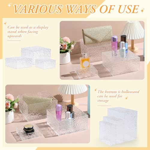Geelin 8 Pack Acrylic Buffet Display Risers for Food Jewelry,Clear,Wave - color: Clear, style: Wave