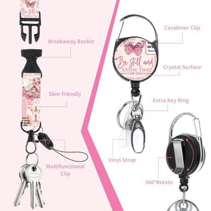 Christian Butterfly Lanyard with ID Holder and Retractable Badge Reel - color: Christian Butterfly