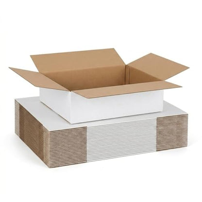 CRUGLA 12x12x4 Shipping Boxes 25 Pack, White Corrugated Cardboard Boxes with Side-Lock and Pre-Applied Double-Sided Tape, Easy Assemble Packing Mailer Boxes for Small Business Shipping - size: 12x12x4 Inch 25 Pack