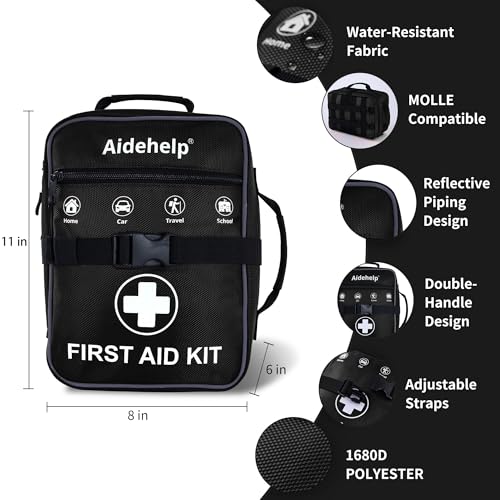 520 Pieces Premium First Aid Kit - Large Emergency Medical Kit (Black) - color: Black