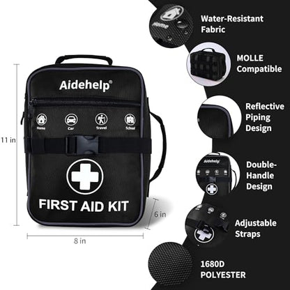 520 Pieces Premium First Aid Kit - Large Emergency Medical Kit (Black) - color: Black