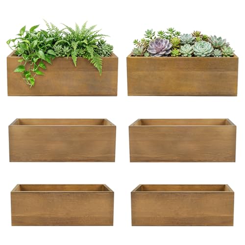 6 Pcs Rustic Wooden Boxes for Storage, Decorative, Display, Arts & Crafts, Rectangle Wooden Crate Wood Planter Box Party Food Risers Nesting Box Wedding Table Centerpiece Home Decor, Brown - size: 6.3"x4.5",5.5"x4.1",4.7"x3.7" WxH