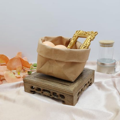 Wooden Display Stand Base 5.43" x 5.43" Square Wood Carved Pedestal - style: Square