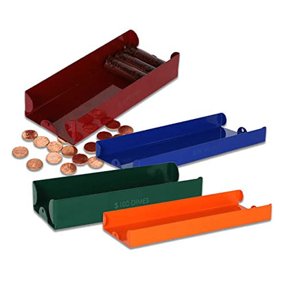 BankSupplies Coin Trays Metal Money Organizer Set Color-Coded Federal Reserve Standards