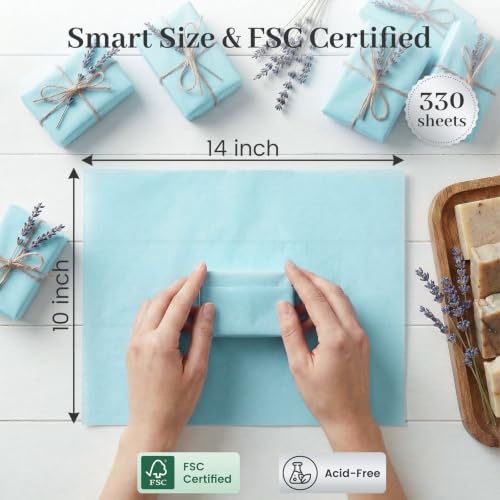 Koogel 330 Sheets Light Blue Tissue Paper, 14 X 10 inches - color: Light Blue