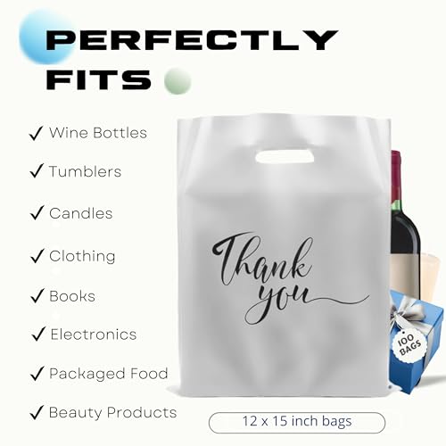 Rainbows & Lilies Thank You Bags with Handles, 100pk 12" x 15", 2pk Bundle