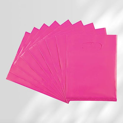 Hot Pink 100 PCS Small Gift Bags, 6"x8" Goodie Party Favor Bags with Handle, Treat Retail Pouches for Kids Birthday, Christmas, Small Business - color: Hot Pink-100PCS