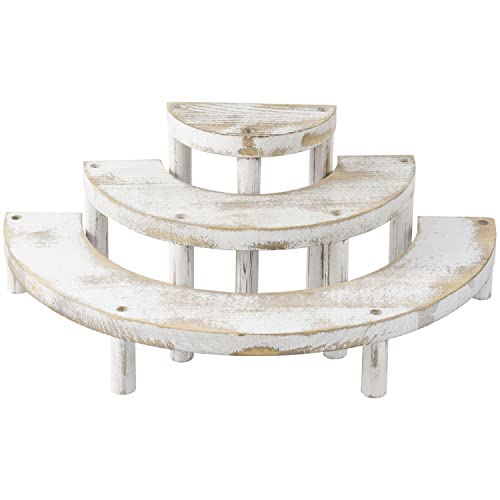 MyGift 3 Tier Wooden Display Riser Stand Whitewashed Dessert Shelf - color: Whitewashed