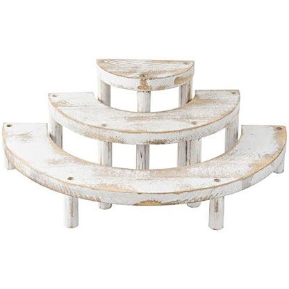 MyGift 3 Tier Wooden Display Riser Stand Whitewashed Dessert Shelf - color: Whitewashed
