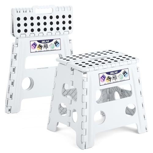 Delxo Folding Step Stool 13 inch 2 Pack,300 Lbs Step Stool for Kids&Adults - color: White, size: 13 Inch-2 Pack