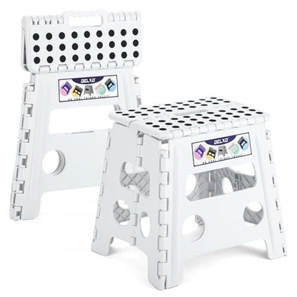 Delxo Folding Step Stool 13 inch 2 Pack,300 Lbs Step Stool for Kids&Adults - color: White, size: 13 Inch-2 Pack