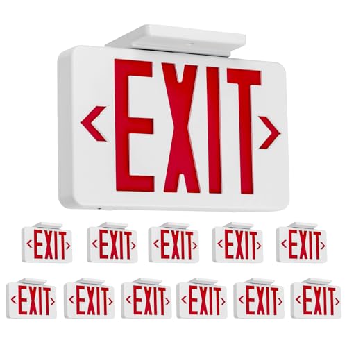 Gruenlich Emergency Exit Sign for Business, Battery Backup, 12 Pack - size: 12-Pack