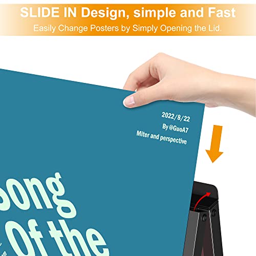 Relx 24x36 Inch Double-Sided A-Frame Sign, Heavy-Duty Folding Sandwich Boards, Metal Slide-In Sidewalk Signs for Outdoor Advertising Posters Frame Only (2 Boards Not Included)