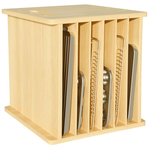 7 Tier Wooden Tray Dividers for Cabinets Cookie Sheet Organizer for Pot, Pans, Baking Tray Organizer for Kitchen Documents Storage(20" W x 16.5" H x 15.2" D) - size: 20" W x 16.5" H x 15.2" D