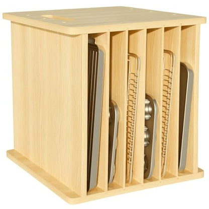 7 Tier Wooden Tray Dividers for Cabinets Cookie Sheet Organizer for Pot, Pans, Baking Tray Organizer for Kitchen Documents Storage(20" W x 16.5" H x 15.2" D) - size: 20" W x 16.5" H x 15.2" D