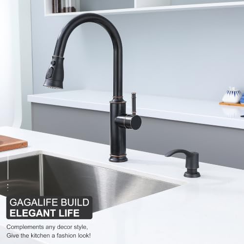 GAGALIFE Kitchen Sink Soap Dispenser (Oil-Rubbed Bronze), G080ORB-G - color: Oil-rubbed Bronze, size: with Hose