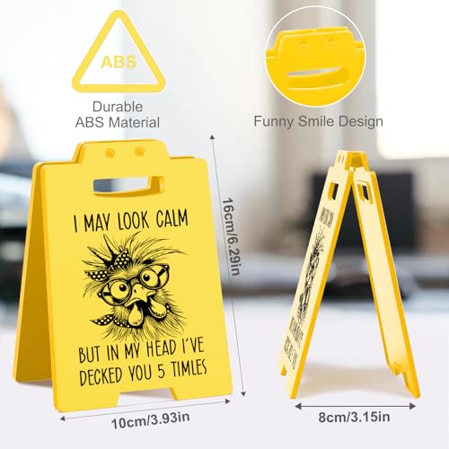 Funny Work Gifts I May Look Calm Desk Sign–Funny Chicken Western Humor | Small Office Gifts for Coworkers Friends, Cute Office Decor Accessories - style: I May Look Calm