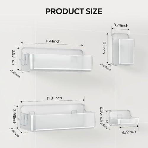 Nieifi Adhesive Shower Shelves, Clear, 4 Pieces - color: A-Clear, size: 4 pieces