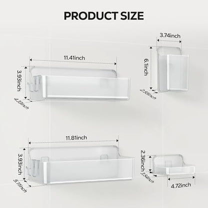 Nieifi Adhesive Shower Shelves, Clear, 4 Pieces - color: A-Clear, size: 4 pieces