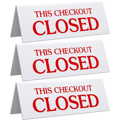 GlikCeil 3 Pcs Checkout Closed Desk Sign 11 x 4 Inch Engraved Acrylic Tabletop Retail Counter Checkout Sign Double Sided for Offices, Shops, Banks, Stores, Dmv, Retail Business, Red White