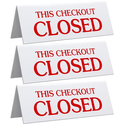 GlikCeil 3 Pcs Checkout Closed Desk Sign 11 x 4 Inch Engraved Acrylic Tabletop Retail Counter Checkout Sign Double Sided for Offices, Shops, Banks, Stores, Dmv, Retail Business, Red White