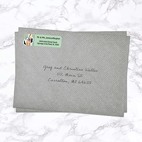 Modern Dogs Rolled Address Labels/Roll of 500 Personalized Return Address Labels/Designer Return Address Stickers in Elegant Plastic Dispenser - size: 500 Labels, style: Modern Dogs
