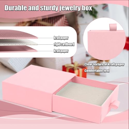 Jewelry Gift Box, 12-Pack Necklace Gift Box Drawer Jewelry Box Bangle Necklace Case For Earrings & Rings, Stylish Necklace Bracelet Organizer, 3.5 x 3.5 x 1.25 Inches (Pink) - color: Pink