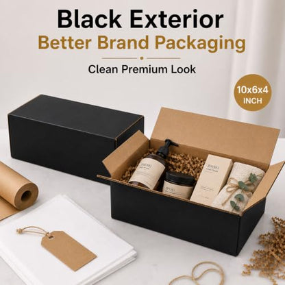 10x6x4 Black Shipping Boxes, Pack of 35 - size: 10"x6"x4"