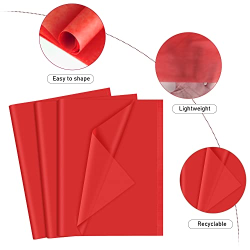 NEBURORA 120 Sheets Red Tissue Paper Christmas Gift Wrap Paper - color: Red