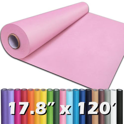 PerkHomy 17.8" x 1,440" (120') Light Pink Kraft Paper Roll for Craft Bulletin Board Paper Art Table Covering Crafting Gift Wrapping Bouquet Packing Parcel 80GSM 55LB (Light Pink, 17.8" x 120') - color: Light Pink, size: 17.8" Width x 120' Length