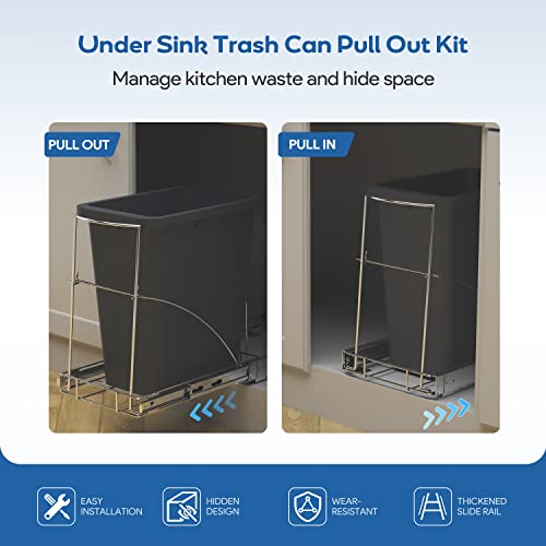 Pull Out Trash Can Under Cabinet & Under Sink, Heavy Duty Slider Organizer