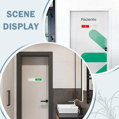 In/Out Sign - Slider Door Indicator, 7'' x 1.5'' - Stainless Steel, Silver - color: In/Out