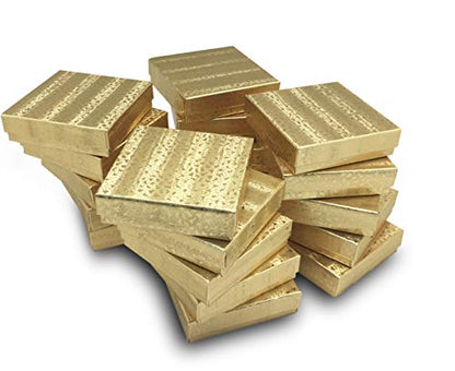 TheDisplayGuys 25 Cardboard Gift Jewelry Boxes w/Paddings #65-6.0x5.0x1 - color: Gold Foil