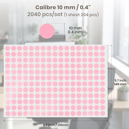 2040 Pcs Dot Stickers 0.4" Color Coding Labels, Pink - color: Pink