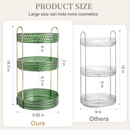 Large Capacity Rotating Makeup Organizer Perfume Stand Holder, 3 Tier Green - color: Green, size: 3 Tier (Standard)