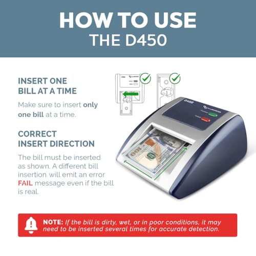 AccuBANKER D450 Counterfeit Bill Detector, 5 Point Detection - size: Compact