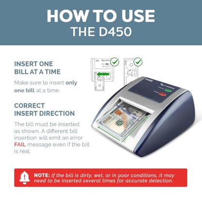 AccuBANKER D450 Counterfeit Bill Detector, 5 Point Detection - size: Compact
