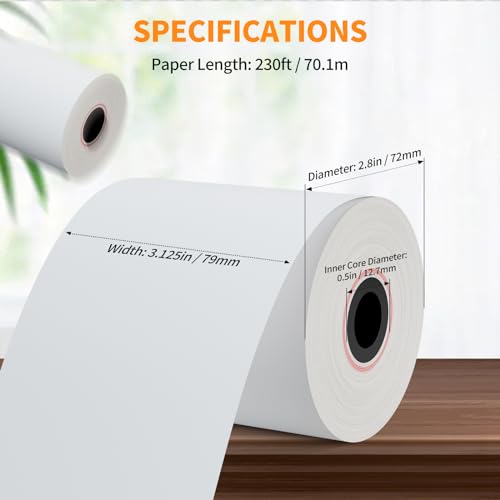 3 1/8'' x 230ft Thermal Receipt Rolls (100 Rolls) - Thermal POS Paper for Credit Card Machine - size: 3 1/8" x 230ft, style: 100 Rolls