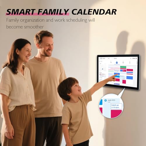 15.6 to 27 inch Touchscreen Digital Calendar & Wall Planners, Smart Whiteboard Calendar for Chore Chart & Work Schedule, Built in Speakers and Camera, Include Wall Mount & Desk Stand (21.5-inch) - size: 21.5-inch