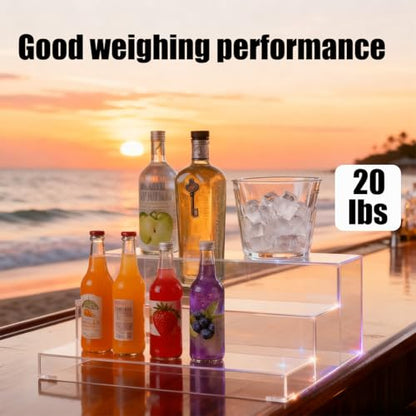 Acrylic Bar Bottle Rack Display 3 Tiers Clear Stand Riser Shelves