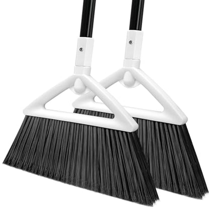 Heavy Duty White Angle Broom with Long Handle - 2 Pack - color: 2pack White
