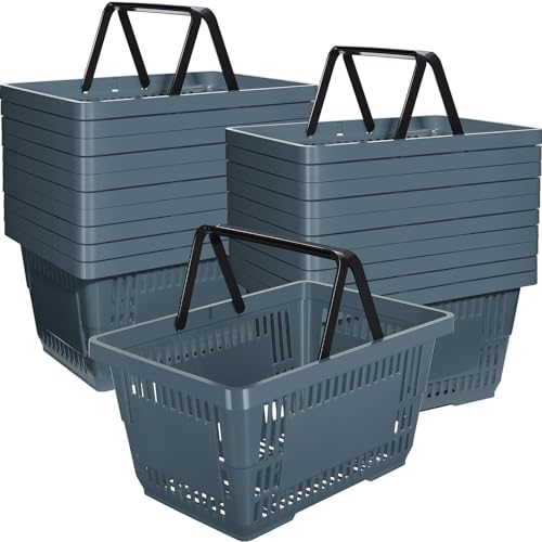 20 Pcs Bulk Shopping Baskets with Handles, Dark Gray - color: Dark Gray